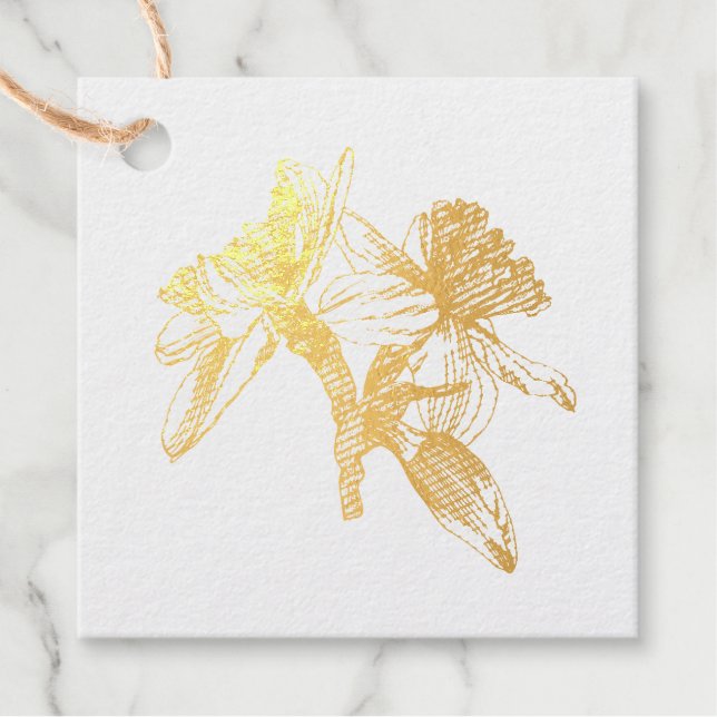 Die Blume sind mit einem Strauß versehen. Goldene  Geschenkanhänger (Vorderseite)