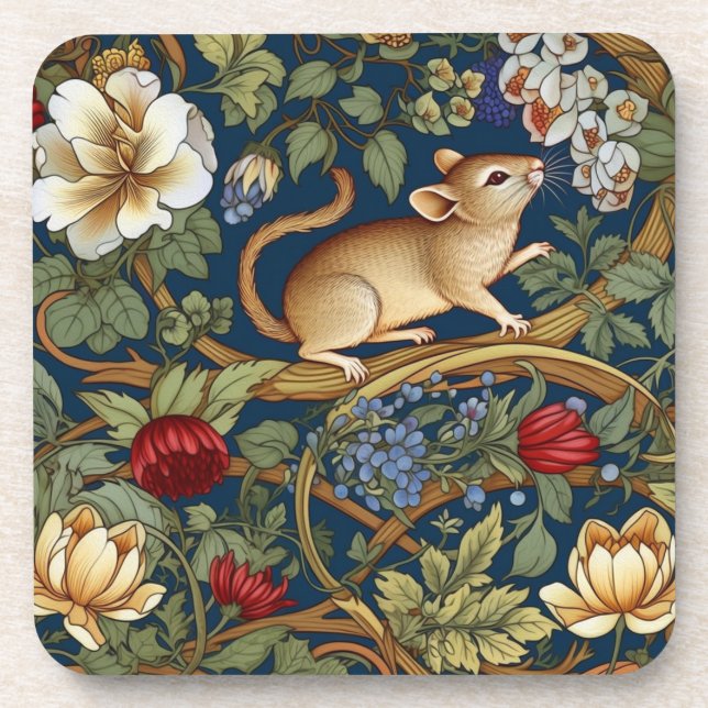 Die Blume und die Maus Jugendstil Getränkeuntersetzer (Vorderseite)