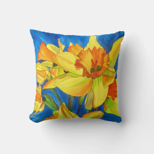 Die Blume von Daffodil narziss Aquarell Kissen