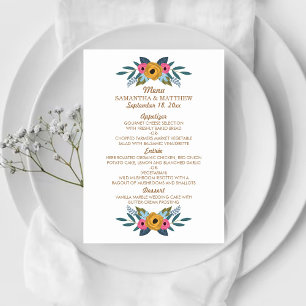 Die Blumenzeremonie der weißen Hochzeit Menükarte