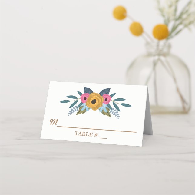 Die Blumenzeremonie der weißen Hochzeit Platzkarte (Vorderseite)