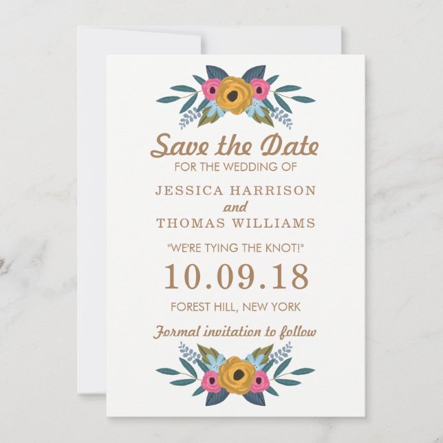 Die Blumenzeremonie der weißen Hochzeit Save The Date (Vorderseite)