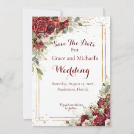 Die Blushing-Bride-Rote Rose-Hochzeit Save The Date