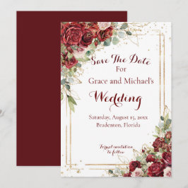 Die Blushing-Bride-Rote Rose-Hochzeit Save The Date