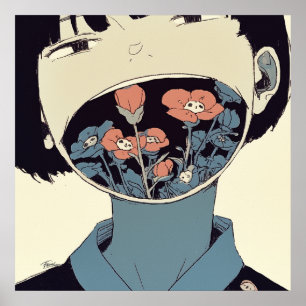 Die Blüte der Stille - Surrealer Grafik-Artposter Poster