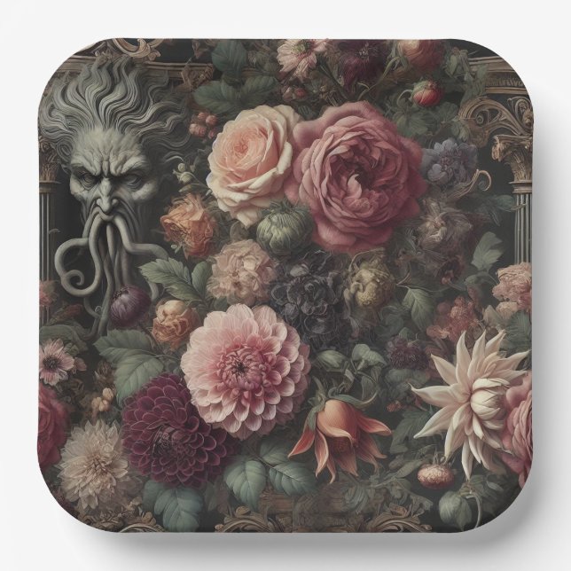 Die blutende Eater's Sermon - gotische barocke Blu Pappteller (Vorderseite)