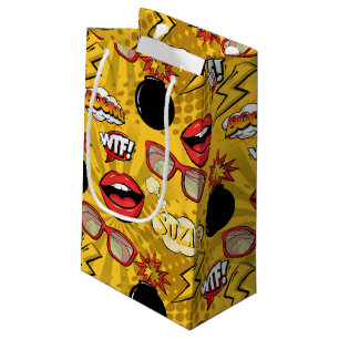 Die Bombe Retro Lips Red/Gold ID553 Kleine Geschenktüte
