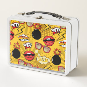 Die Bombe Retro Lips Red/Gold ID553 Metall Brotdose