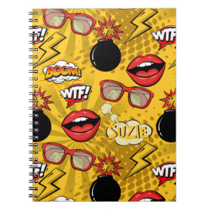 Die Bombe Retro Lips Red/Gold ID553 Notizblock