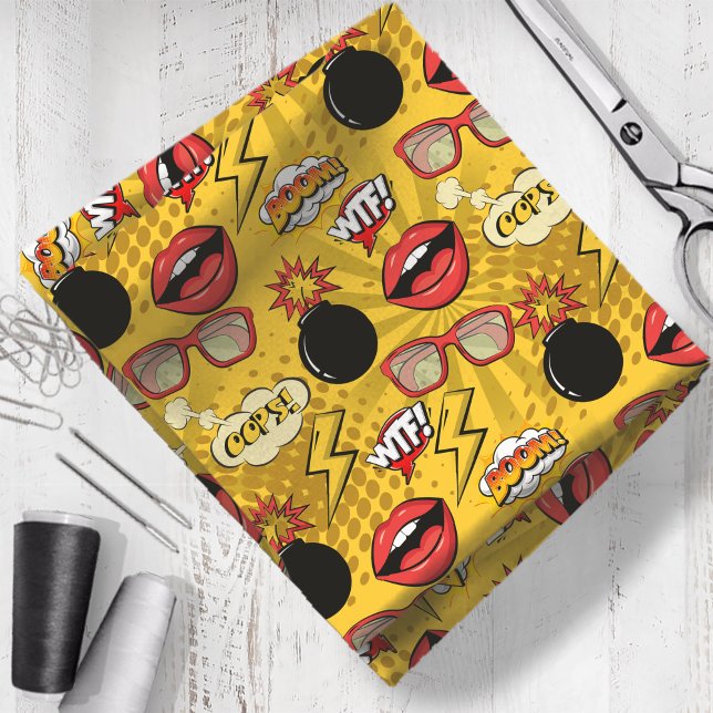 Die Bombe Retro Lips Red/Gold ID553 Stoff (Von Creator hochgeladen)
