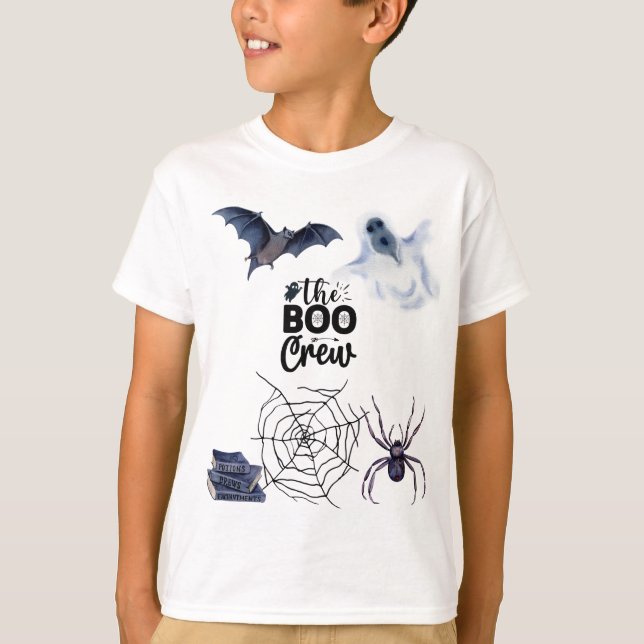 DIE BOO-CREW GLÜCKLICH HALLOWEEN BAT GHOST SPIDER  T-Shirt (Vorderseite)