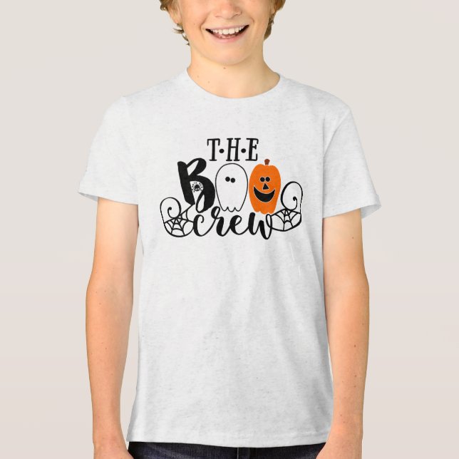 Die Boo-Crew Halloween Ghost Pumpkin Tri-Blend Shirt (Vorderseite)