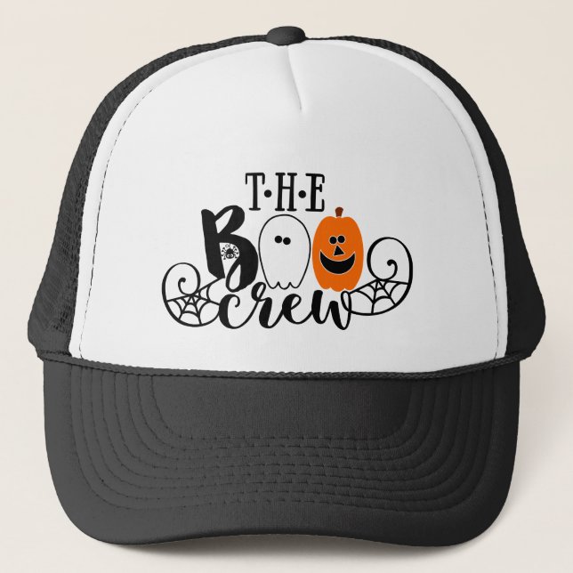 Die Boo-Crew Halloween Ghost Pumpkin Truckerkappe (Vorderseite)