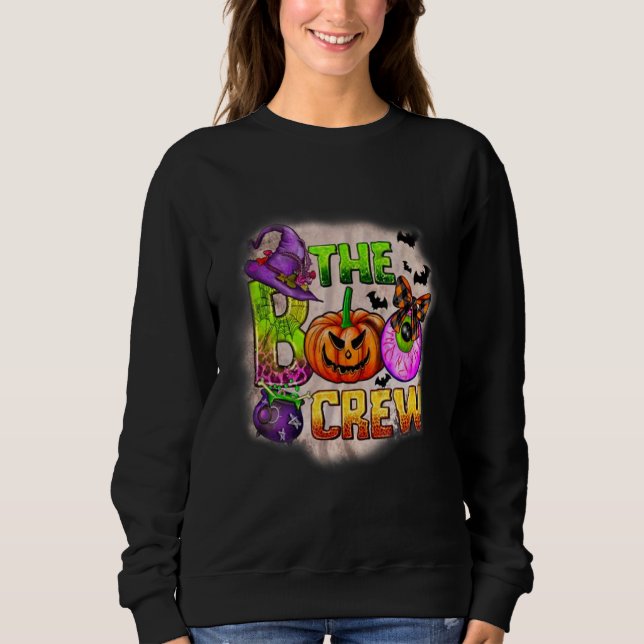 Die Boo-Crew Halloween Pumpkin Ghost Bat Spiderweb Sweatshirt (Vorderseite)