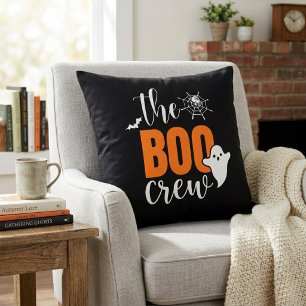 Die Boo-Crew Orange und Schwarz Halloween Kissen