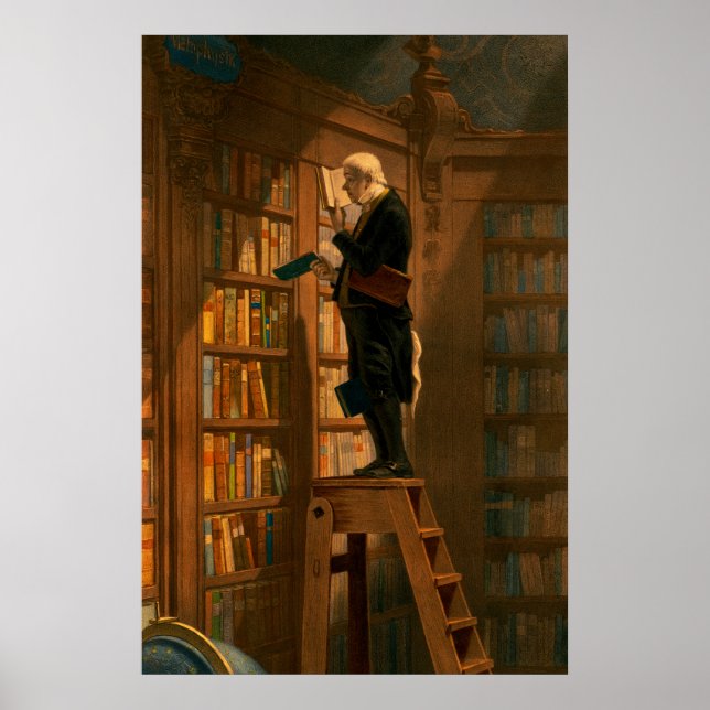 Die Bookworm von Carl Spitzweg Poster (Vorne)