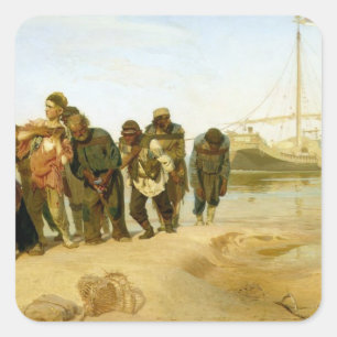 Die Boote auf der Wolga, 1870-73 Quadratischer Aufkleber