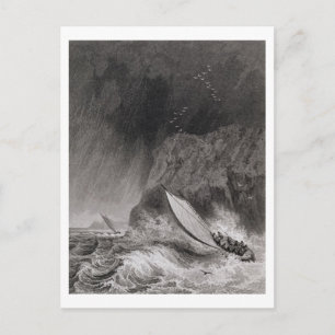 Die Boote vor Walden Island in einem Schneesturm,  Postkarte
