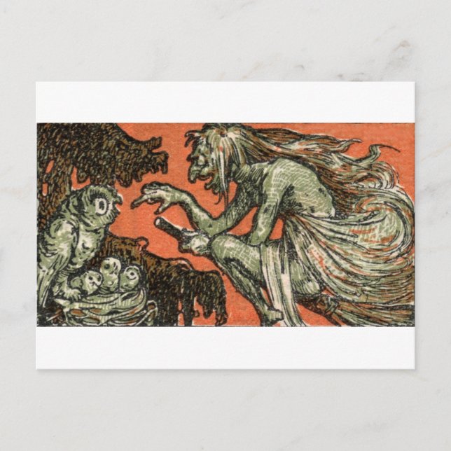 Die böse Hexe und die Eule Postkarte (Vorderseite)