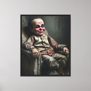 Die böse Ventriloquist Dummy - dunkle Ölmalerei Leinwanddruck