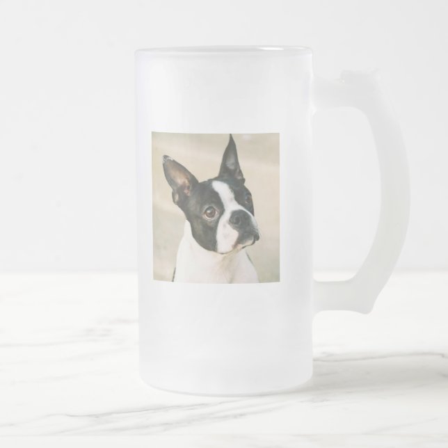 Die Boston-Blick-Boston-Terrier-Tasse Mattglas Bierglas (Rechts)