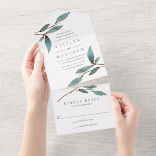 Die Botanical Bliss Hochzeitskollektion All In One Einladung