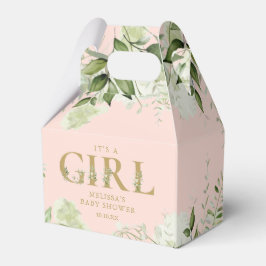 Die botanische Blush Pink Gold Babydusche von Girl Geschenkschachtel