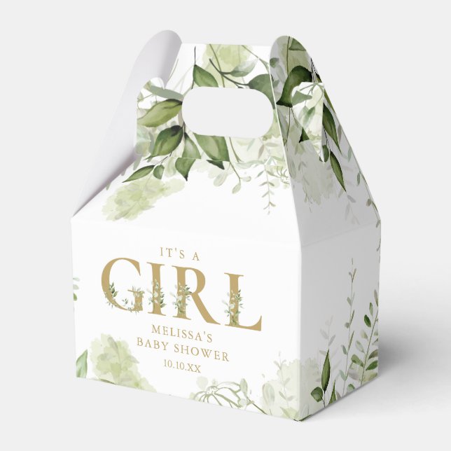 Die botanische Gold-Baby-Dusche aus Girl Greenery Geschenkschachtel (Vorderseite)