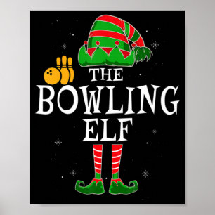 Die Bowling-Elf-Gruppe gleicht Weihnachtsbo Poster