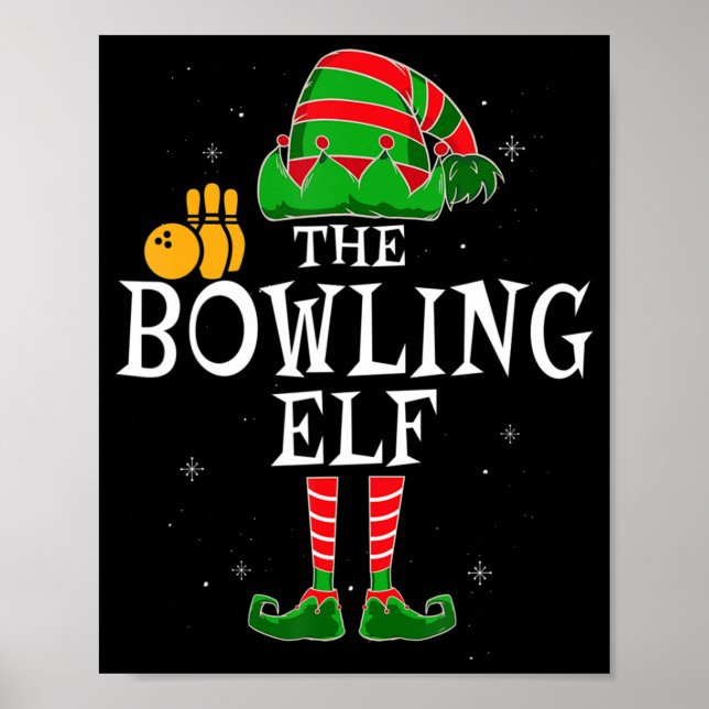 Die Bowling-Elf-Gruppe gleicht Weihnachtsbo Poster (Vorne)