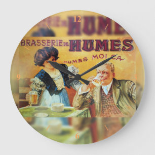 Die Brasserie, ein französisches Poster. Große Wanduhr