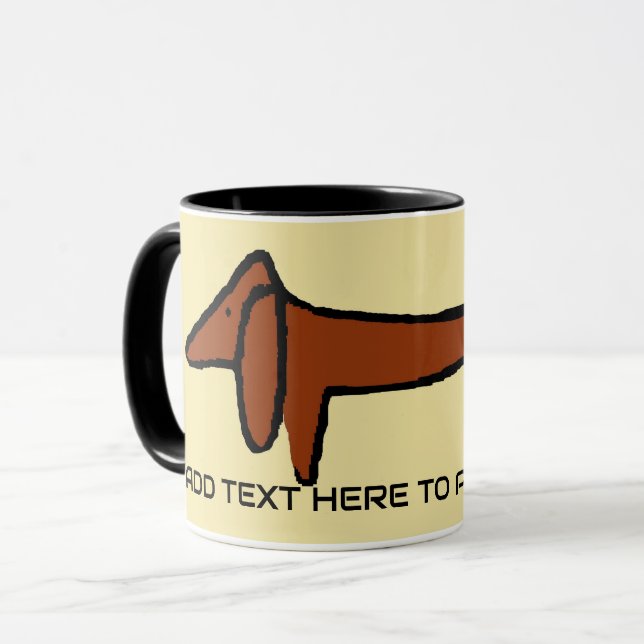 Die braune Dackel, Text hinzufügen Tasse (Vorderseite Links)
