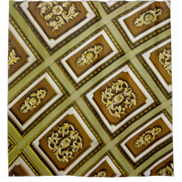 Die braune und grüne architektonische Decke Duschvorhang