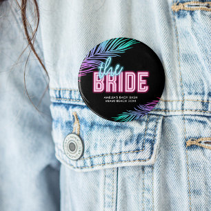 Die Braut Blau & Pink Tropical Bach Button