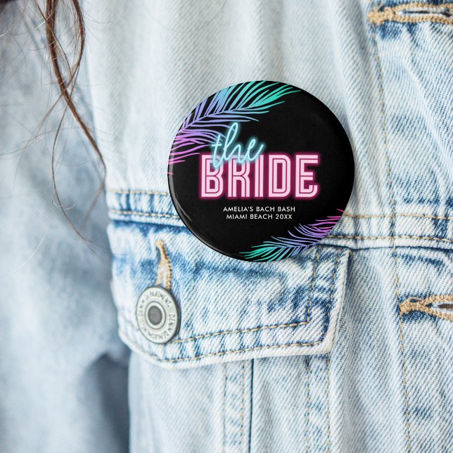 Die Braut Blau & Pink Tropical Bach Button (Von Creator hochgeladen)