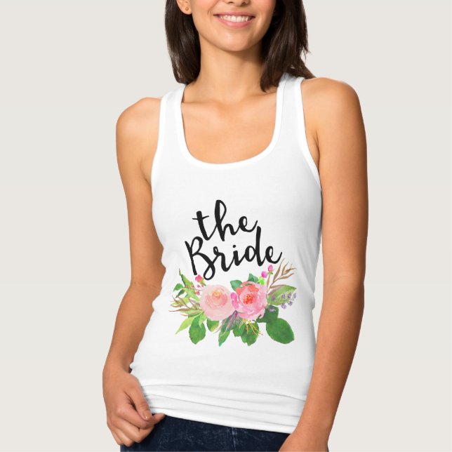 Die Braut Chic Aquarellblume Tank Top (Vorderseite)