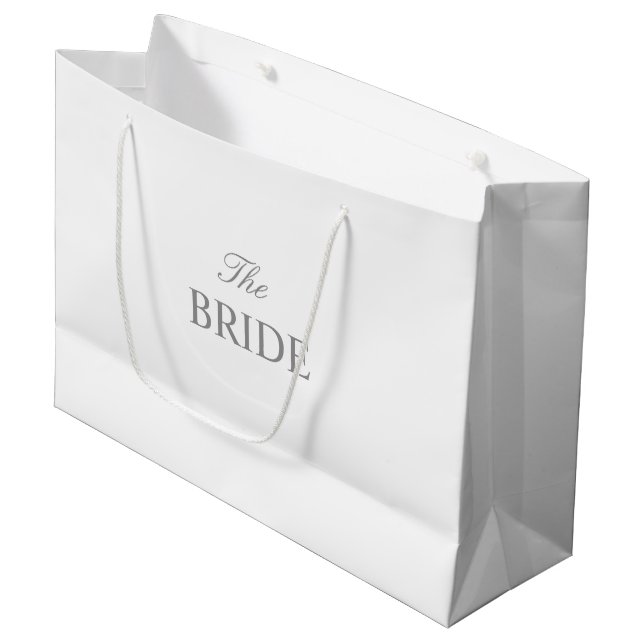 Die Braut-Graue-Weiße-Geschenktasche Große Geschenktüte (Vorderseite Schrägansicht)