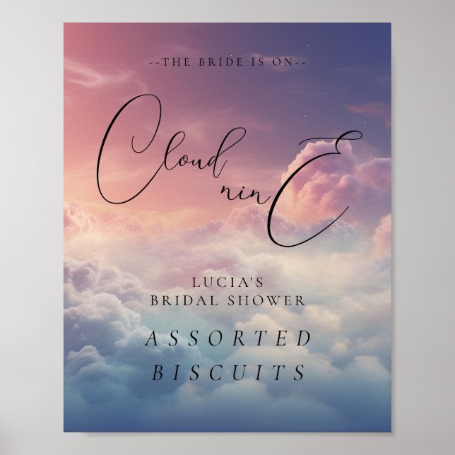 Die Braut ist auf Cloud 9 Brautparty Food-Zeichen Poster (Vorne)