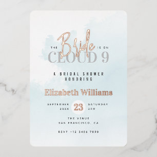Die Braut ist auf Cloud 9 Rose Gold Brautparty Folieneinladung