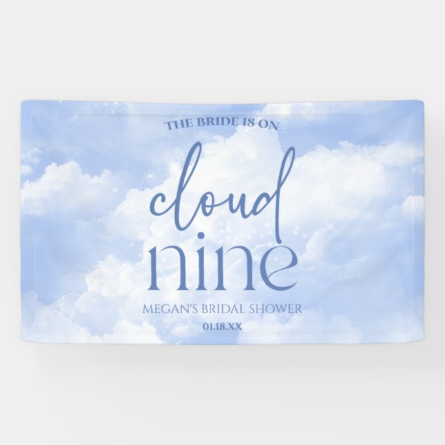 Die Braut ist auf Cloud Nine Blue Brautparty Banner (Horizontal)