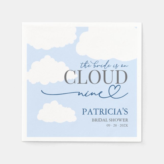 Die Braut ist auf Wolke Sieben Willkommensschild Serviette (Vorderseite)