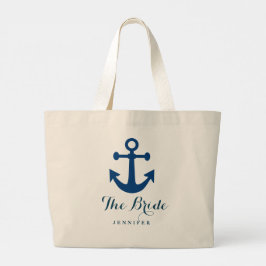 Die Braut Navy Nautical Anchor Custom Wedding Jumbo Stoffbeutel