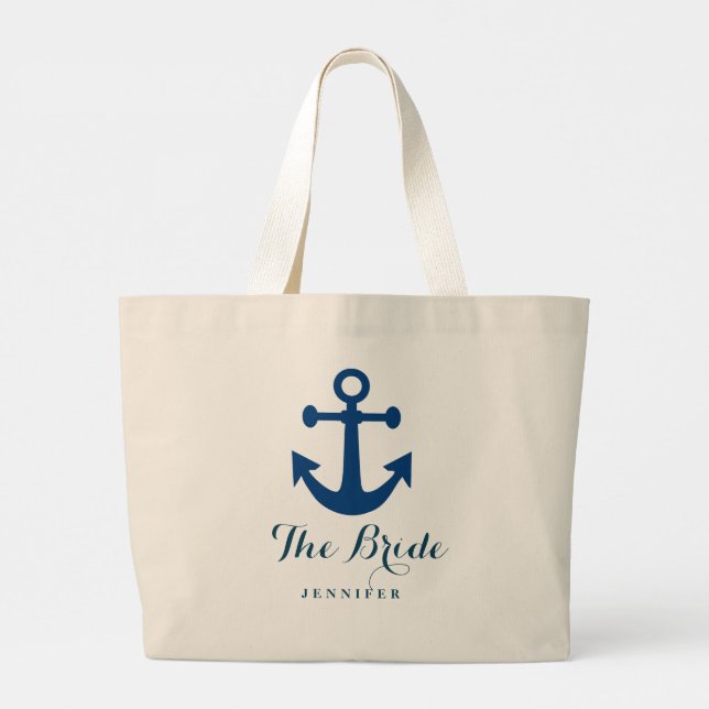 Die Braut Navy Nautical Anchor Custom Wedding Jumbo Stoffbeutel
