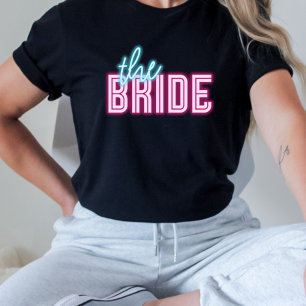 Die Braut Neon Blau & Pink Tropical Junggesellinne T-Shirt