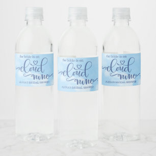Die Braut steht auf Cloud 9 Paper Wasserflaschenetikett