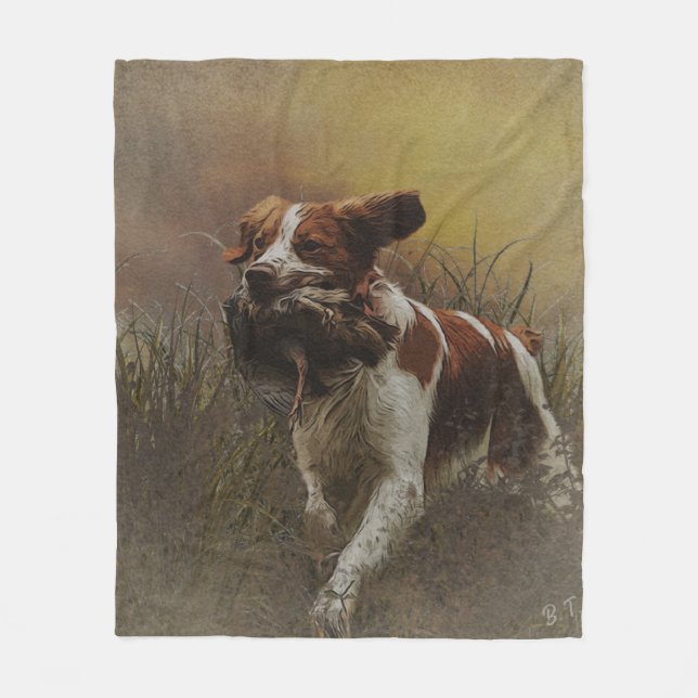 Die Bretagne spaniel Keramik Tile Beverage Coas Fleecedecke (Vorderseite)