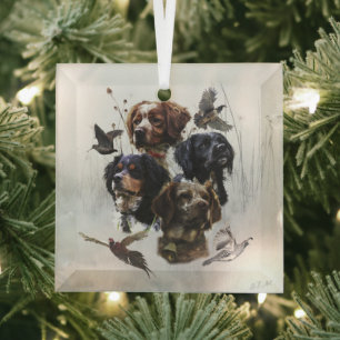 Die Bretagne-Spaniels, die Vogeljagdsaison Ornament Aus Glas