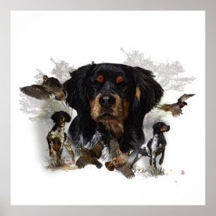 Die Bretagne-Spaniels, die Vogeljagdsaison Poster