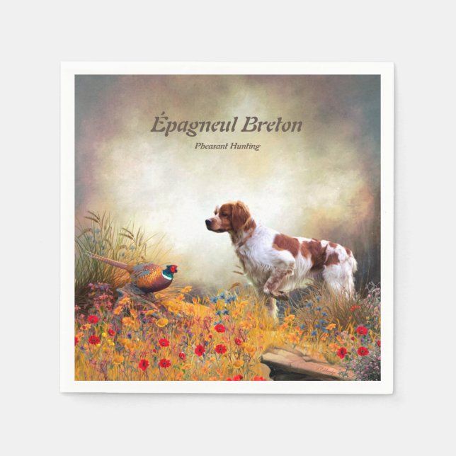 Die Bretagne-Spaniels, die Vogeljagdsaison Serviette (Vorderseite)