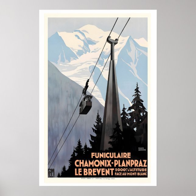 Die Brevent-Seilbahn in Chamonix Frankreich Berg Poster (Vorne)